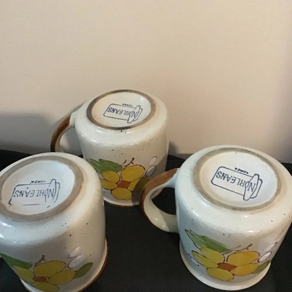 Norleans Korea Set of 6 Ceramic Mugs Yellow Flower Lemon‎ Design - Picture 4 of 8